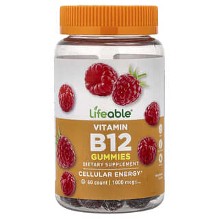 Lifeable, Vitamin B12 Gummies, Raspberry, 60 Gummies (500 mg per Gummy)