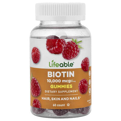 Lifeable, Biovitamin Gummies, Raspberry, 10,000 mcg, 60 gummies (5,000 mcg per gummy)