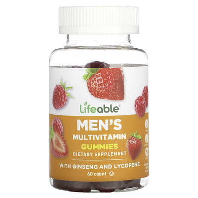Lifeable, Multi-Nutrient Gummies for Men, Natural Berry Flavor, 60 Gummies
