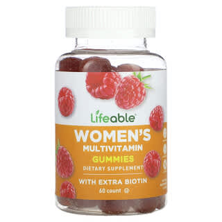 Lifeable, Suplemento multivitamínico para mujeres, Frambuesa natural`` 60 gomitas