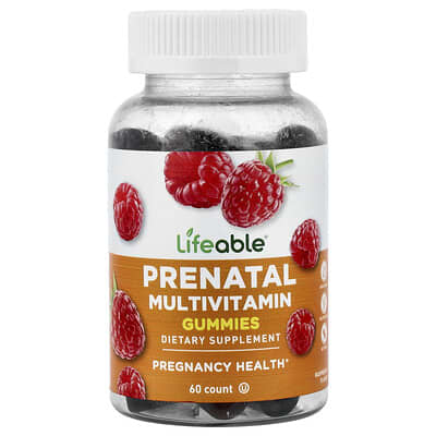 Lifeable, Prenatal Multivitamin Gummies, Natural Berry Flavor, 60 Gummies