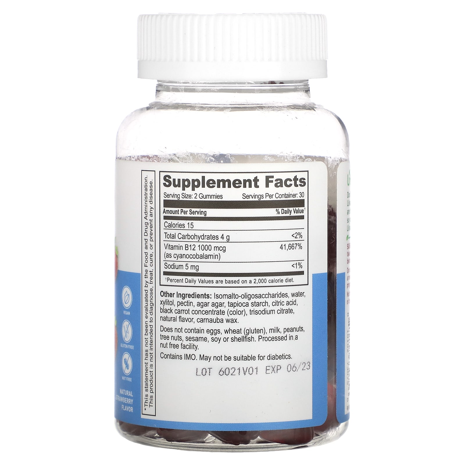 Lifeable, Vitamin B12 Gummies, Sugar Free, Natural Strawberry, 1,000