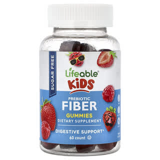 Lifeable, Kids Prebiotic Fiber Gummies, Sugar Free, Berry, 60 Gummies