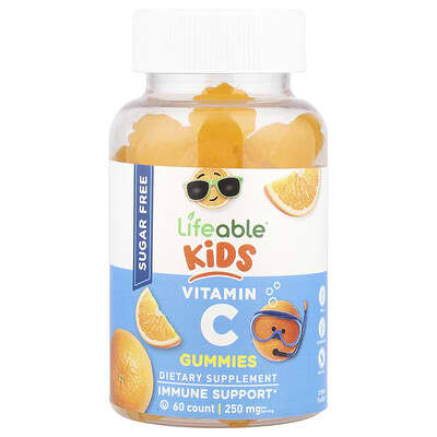 Lifeable, Kids' Vitamin C Gummies, Sugar-Free, Citrus Flavor, 250 mg, 60 Gummies (125 mg Each Gummy)