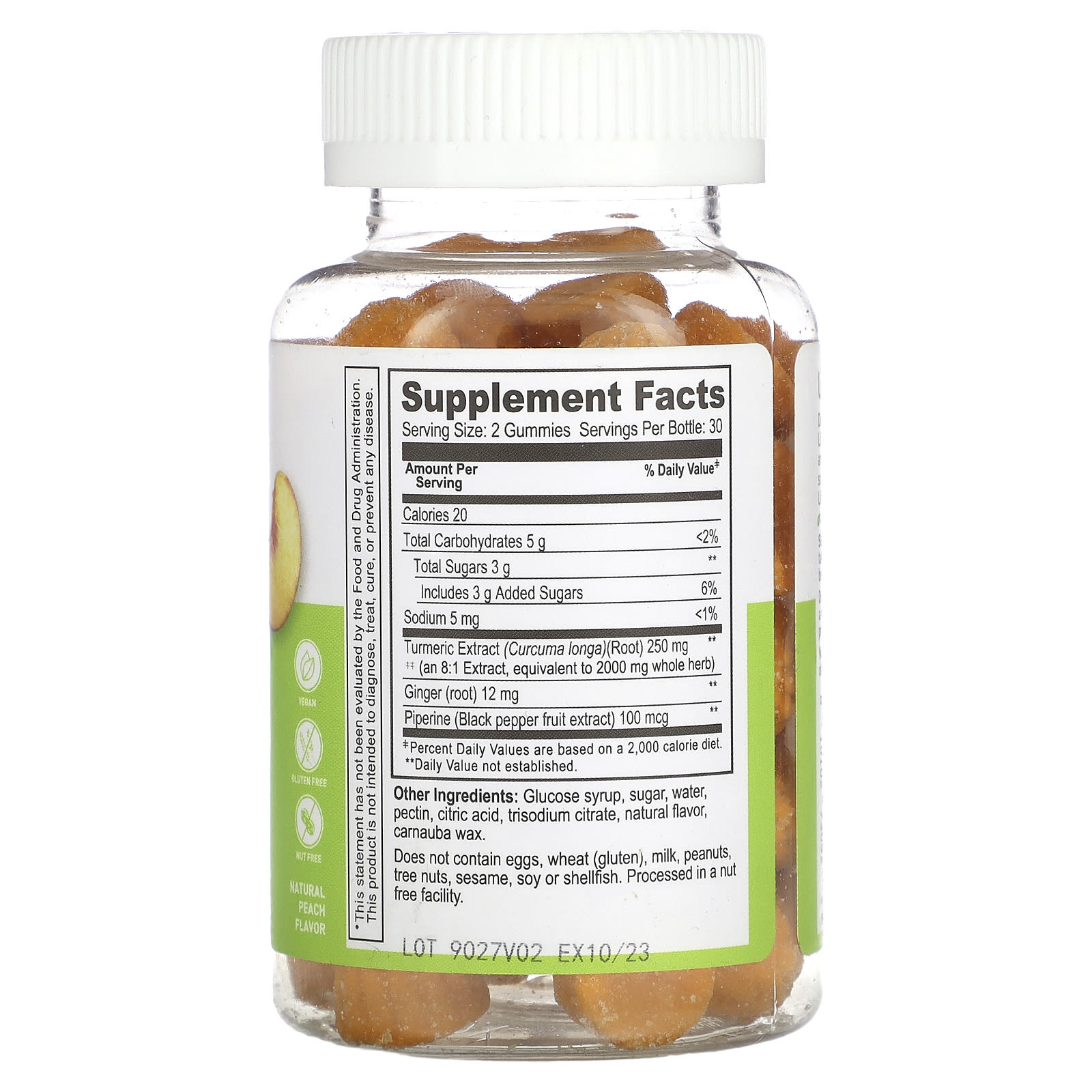 Lifeable, Turmeric Curcumin Gummies, Natural Peach, 2,000 mg, 60