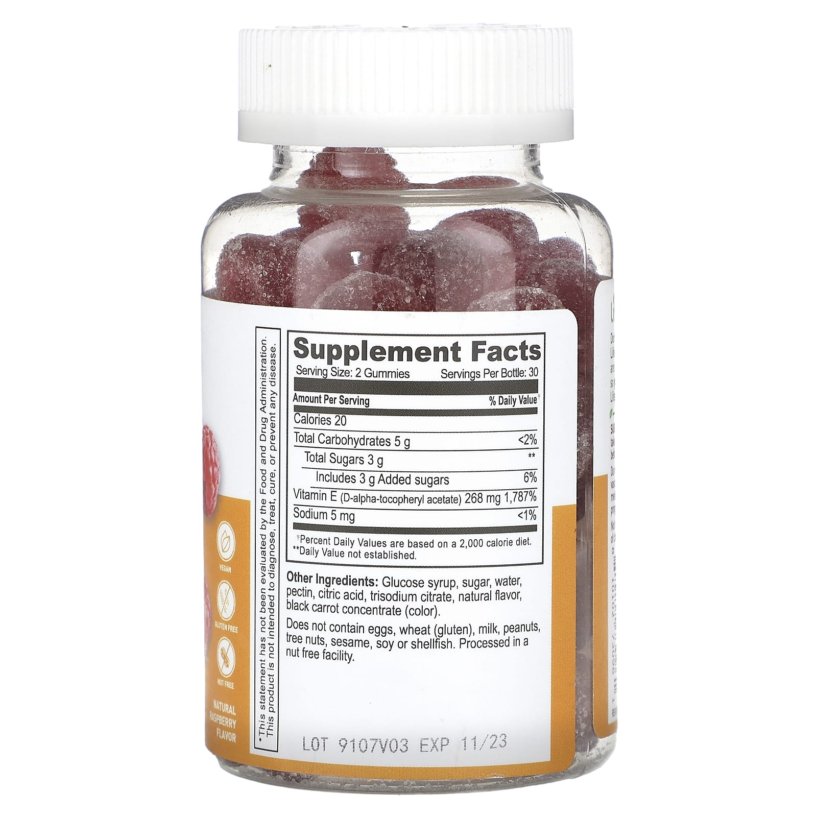 Lifeable, High Potency Vitamin E Gummies, Natural Raspberry, 268 mg, 60