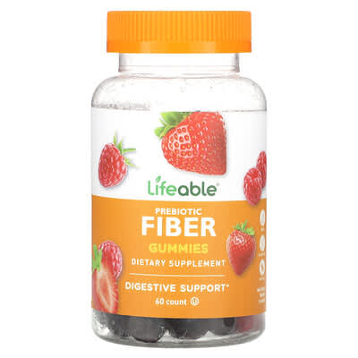 Lifeable, Prebiotic Fiber Gummies, Natural Berry Flavor, 60 Gummies