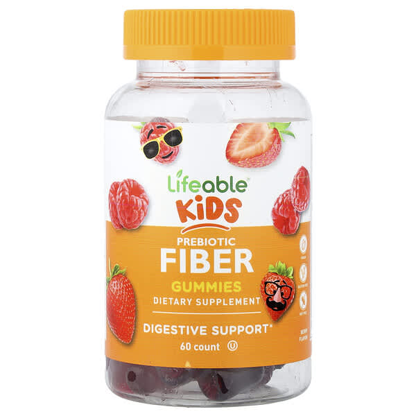 Kids, Prebiotic Fiber Gummies, Berry, 60 Gummies