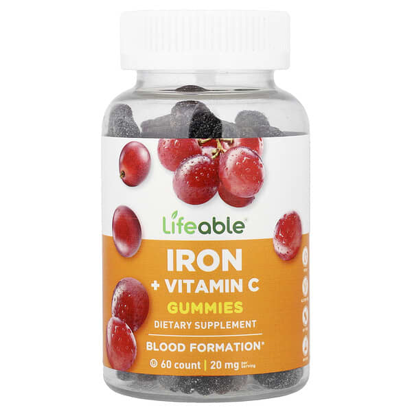Lifeable, Iron + Vitamin C Gummies, Grape, 60 Gummies — product photo 1