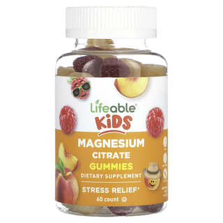 Lifeable, Citrato de magnesio para niños, Fruta natural, 60 gomitas