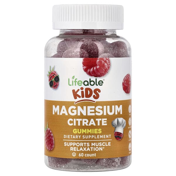 Kids, Magnesium Citrate Gummies, Raspberry, 60 Gummies (85 mg per Gummy)