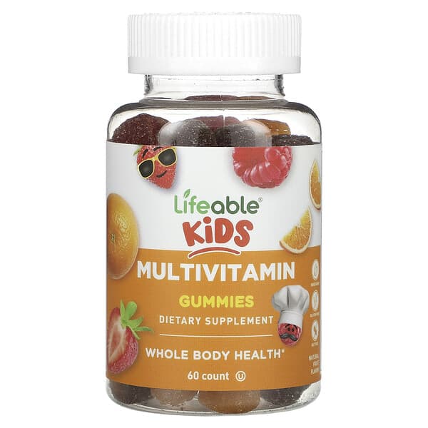 Lifeable, Kids Multivitamin Gummies, Natural Fruit, 60 Gummies