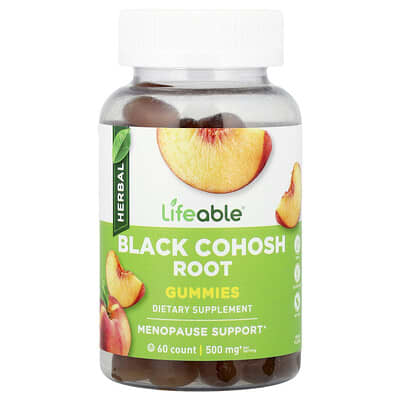 Lifeable, Black Cohosh Root Gummies, Peach, 60 Gummies (25 mg per Gummy)
