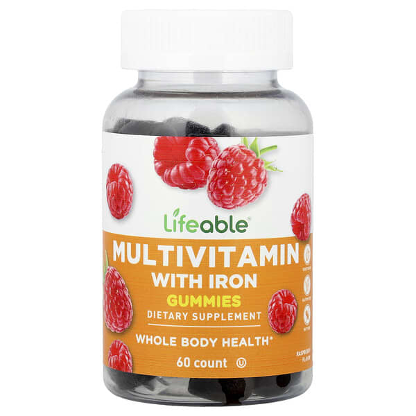 Multivitamin with Iron Gummies, Raspberry, 60 Gummies