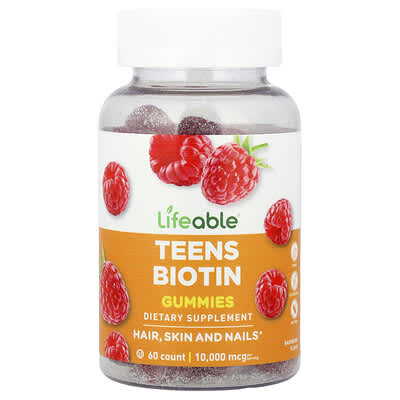 Lifeable, Teen Bio Vitamin Gummies, Raspberry Flavor, 60 Gummies (5,000 mcg per gummy)