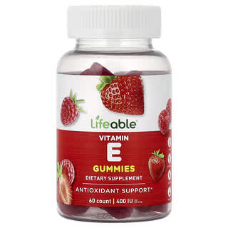 Lifeable, Vitamin E Gummies, Berry, 60 Gummies (60 mg Per gummy)