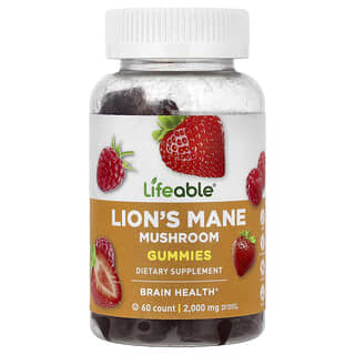 Lifeable, Lion's Mane Mushroom Gummies, Berry, 60 Gummies