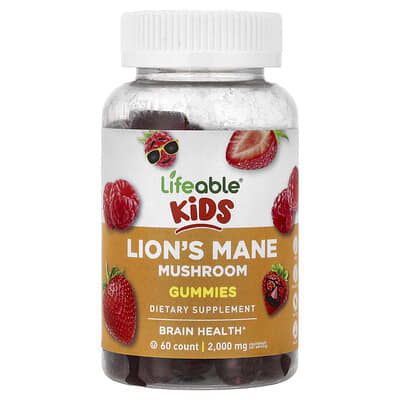 Lifeable, Kids, Hericium Gummies, Berry Flavor, 60 Gummies (100 mg Each Gummy)