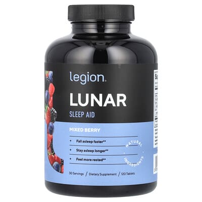 Legion Athletics, Lunar, Sleep Aid, Mixed Berry Flavor, 120 Tablets
