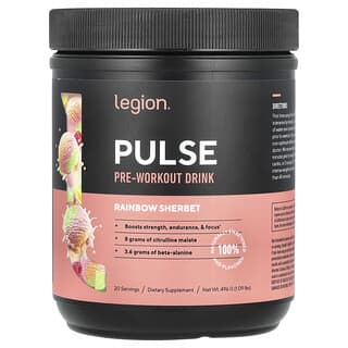Legion Athletics, Pulse, Pre-Workout Drink, Rainbow Sherbet , 1.09 lbs (496 g)
