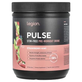 Legion Athletics, Pulse, Stim-Free Pre-Workout Drink, Strawberry Kiwi, 0.98 lbs (444 g)