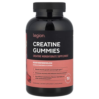 Legion Athletics, Creatine Gummies, Sour Watermelon Flavor, 150 Gummies