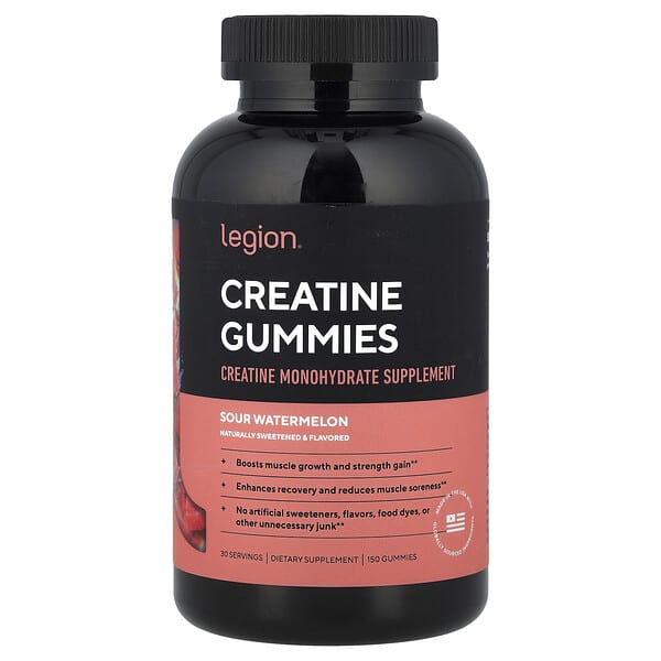 Legion Athletics Creatine Gummies, Sour Watermelon, 150 Gummies