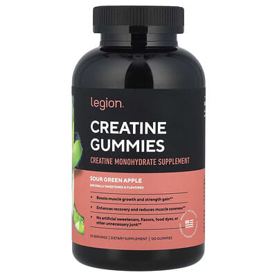 Legion Athletics, Creatine Gummies, Sour Green Apple, 120 Gummies