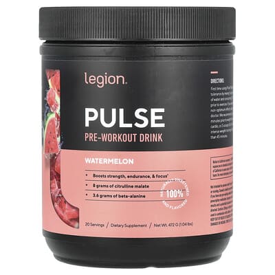 Legion Athletics, Pulse, Pre-Workout Drink, Watermelon Flavor, 1.04 lbs (472 g)