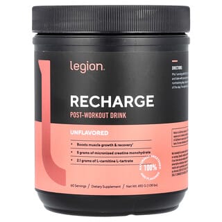 Legion Athletics, Recharge, Post-Workout Drink, Unflavored, 1.08 lbs (492 g)