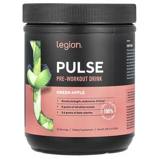 Legion Athletics, Pulse, Pre-Workout Drink, Green Apple , 1.05 lbs (476 g)