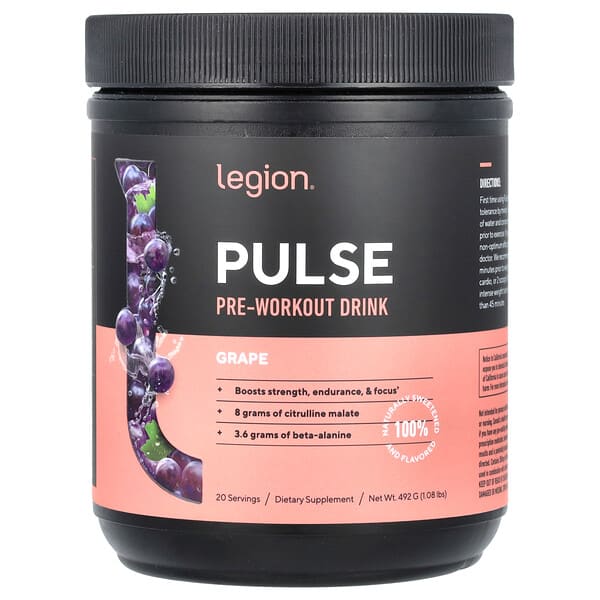 Legion Athletics Pulse, Pre-Workout Drink, Grape, 1.08 lbs (492 g)