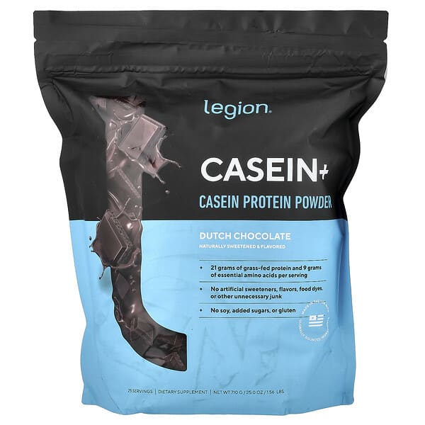 Legion Athletics, Casein+, 카제인 단백질 분말, 더치 초콜릿, 710g(1.56lb)