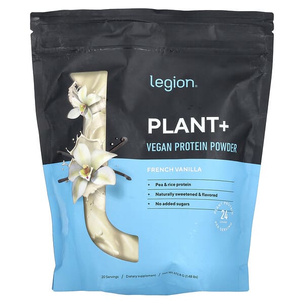 Plant+, Vegan Protein Powder, French Vanilla, 1.48 lbs (672.8 g)