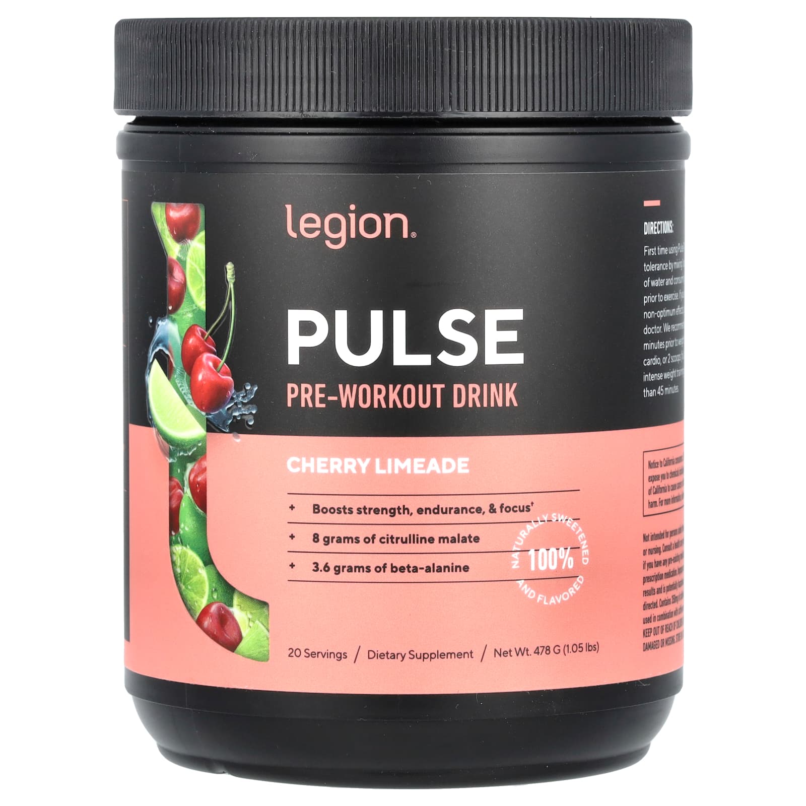 Pulse, Pre-Workout Drink, Cherry Limeade, 1.05 lbs (478 g)
