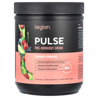 Legion Athletics, Pulse, предтренировочный напиток, вишневый лаймад, 478 г (1,05 фунта)
