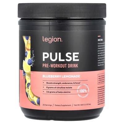 Legion Athletics, Pulse, Pre-Workout Drink, Blueberry Lemonade Flavor, 1.02 lbs (464 g)