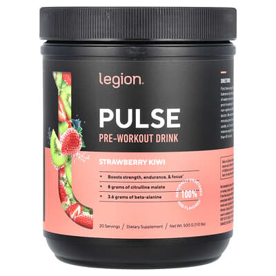 Legion Athletics, Pulse, Pre-Workout Drink, Strawberry Kiwi, 1.1 lbs (500 g)