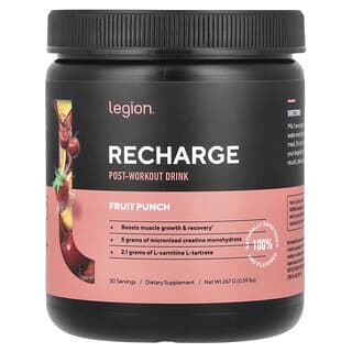 Legion Athletics, Recarga, Bebida para después del entrenamiento, Ponche de frutas, 267 g (0,59 lb)