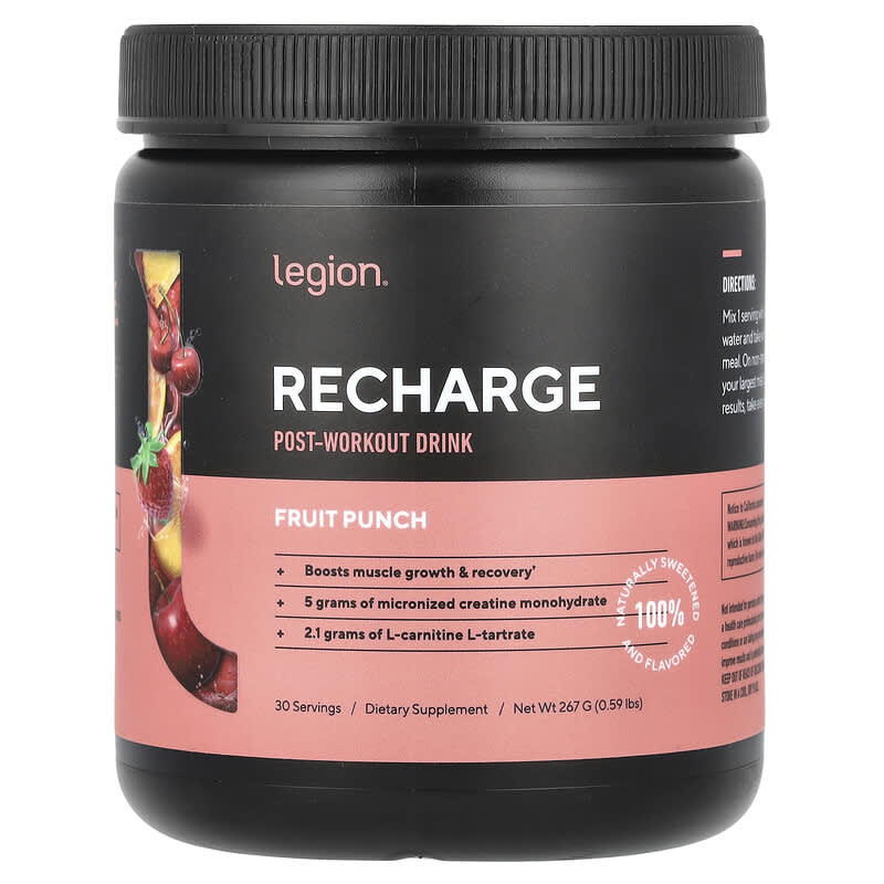 Recharge, Post-Workout Drink, Fruit Punch, 0.59 lbs (267 g)