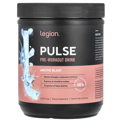 Legion Athletics, Pulse, Pre-Workout Drink, Polar Storm, 1.09 lbs (496 g)