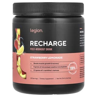 Legion Athletics, Recharge, 운동 후 드링크, 딸기 레모네이드, 276g(0.6lb)