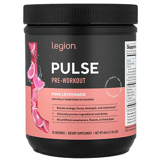 ليجيون أثليتيكس‏, Pulse ، شراب ما قبل التمرين ، عصير الليمون الوردي ، 1.07 رطل (484 جم)