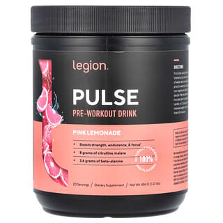 Legion Athletics, Pulse, Pre-Workout Drink, Pink Lemonade, 1.07 lbs (484 g)