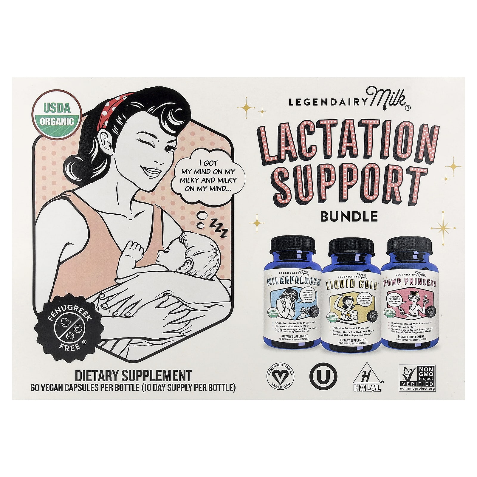 Lactation Support Bundle, 3 Bottles, 60 Vegan Capsules Each