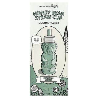 Legendairy Milk, Vaso con pajita Honey Bear, Entrenador de silicona, 4 meses en adelante, Verde espuma de mar, 235 ml (8 oz. líq.)