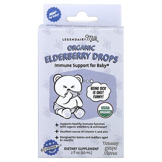 Legendairy Milk, Organic Elderberry Drops, 6+ Months, Yummy Grape, 2 fl oz (60 ml)
