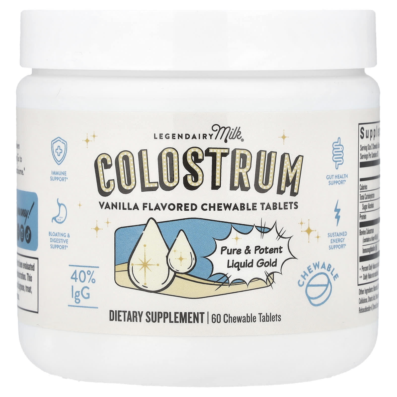 Colostrum, Vanilla, 60 Chewable Tablets