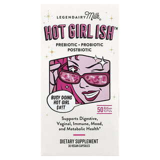 Legendairy Milk, Hot Girl Ish™, Suplemento prebiótico, probiótico y posbiótico, 50.000 millones de UFC, 30 cápsulas veganas