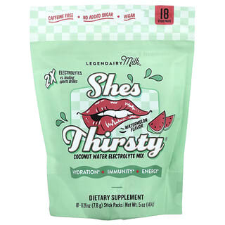 ليجينداري ميلك‏, She's Thirsty® ، مزيج إلكتروليت ماء جوز الهند ، بطيخ ، 18 كيسًا ، 0.28 أونصة (7.8 جم) لكل كيس